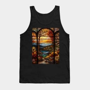 Stained Glass Window Of Autumn Scenery Tank Top